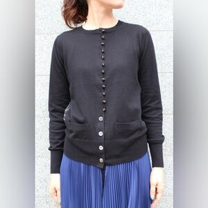 NWOT Sacai Luck Back Pindot Heart Print Cardigan in Black size M